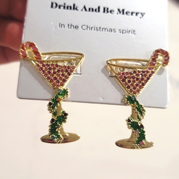 NEW SUGARFIX BaubleBar Drink And Be Merry Martini Daiquiri Earrings Gold - Picture 13 of 14